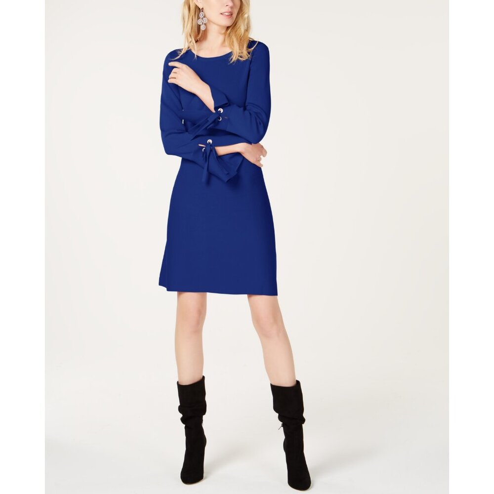 NWT INC International Concepts Women Size XL Blue Grommet Sweater Mini Dress NEW